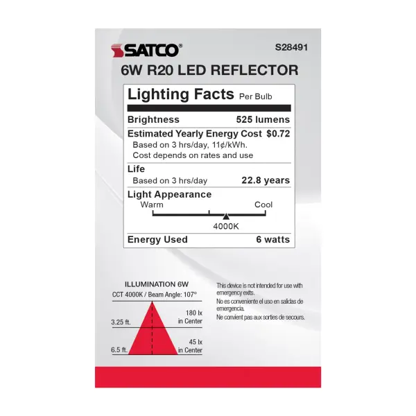 6 Watt - R20 LED - 4000K - Medium base - 120 Volt - Image 5