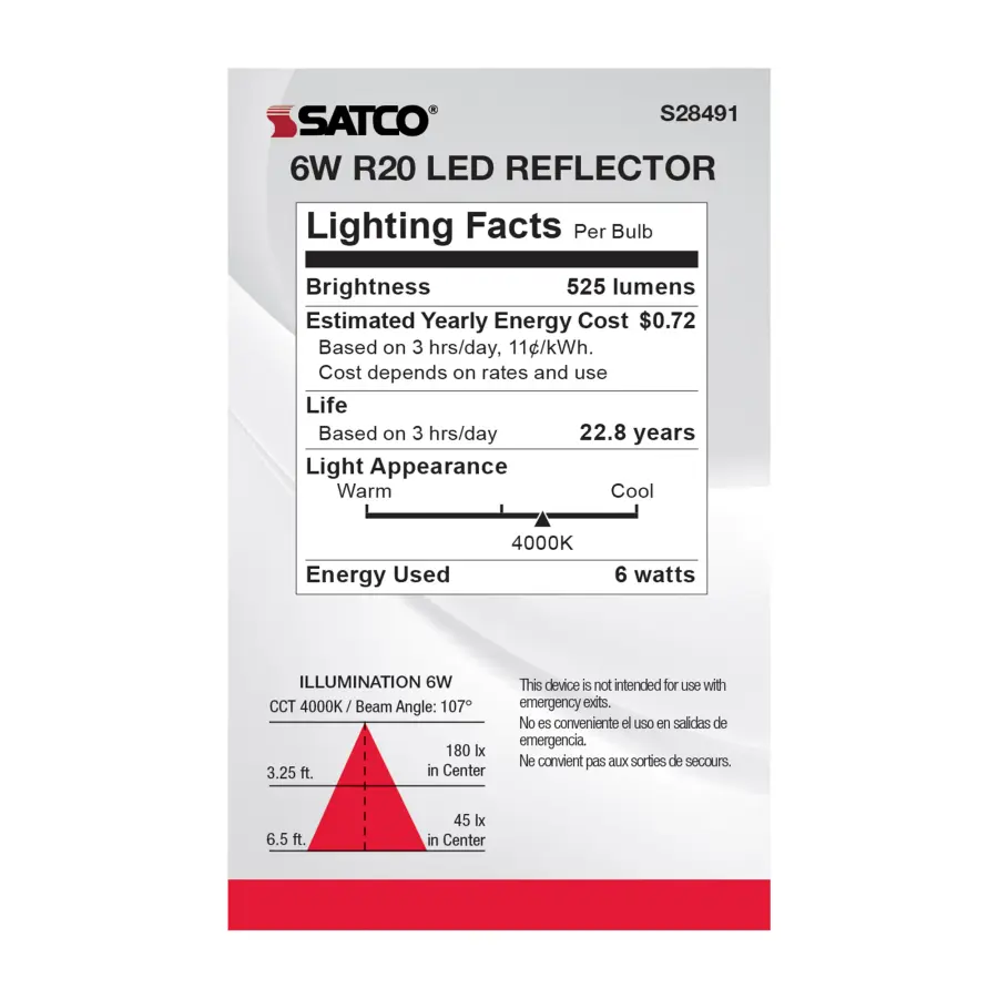 6 Watt - R20 LED - 4000K - Medium base - 120 Volt - Image 5