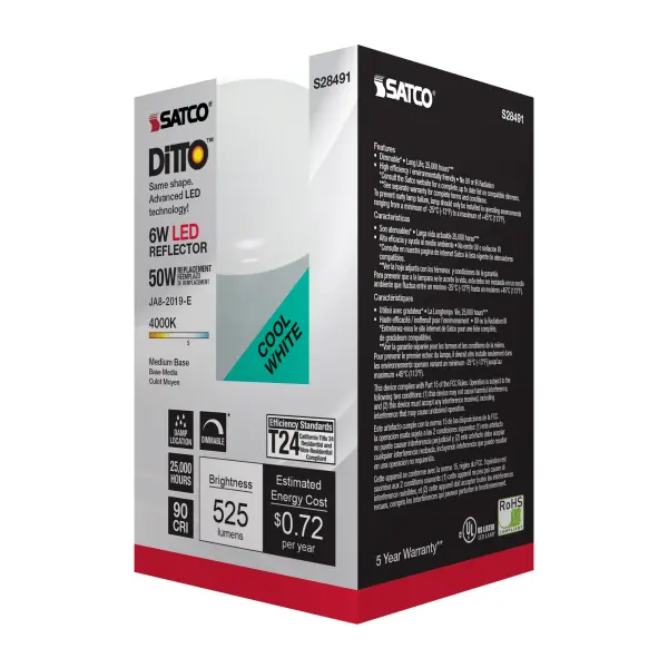 6 Watt - R20 LED - 4000K - Medium base - 120 Volt - Image 6