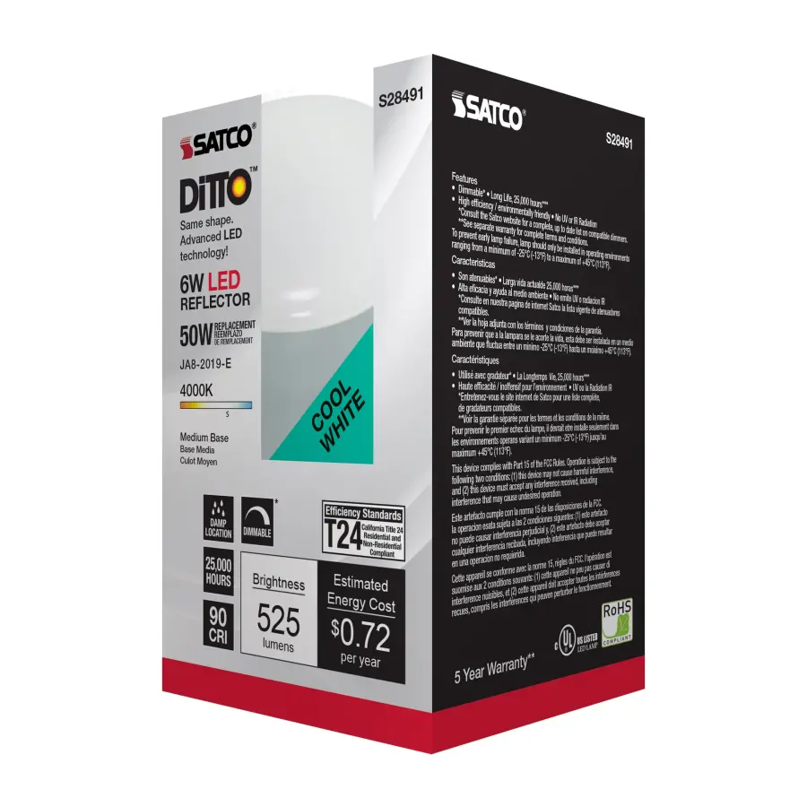 6 Watt - R20 LED - 4000K - Medium base - 120 Volt - Image 6