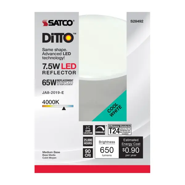 7.5 Watt - BR30 LED - 4000K - Medium base - 120 Volt - Image 2