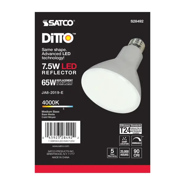 7.5 Watt - BR30 LED - 4000K - Medium base - 120 Volt - Image 3