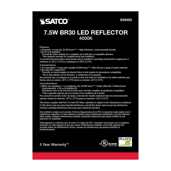 7.5 Watt - BR30 LED - 4000K - Medium base - 120 Volt - Image 4