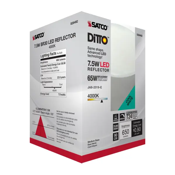 7.5 Watt - BR30 LED - 4000K - Medium base - 120 Volt - Image 7