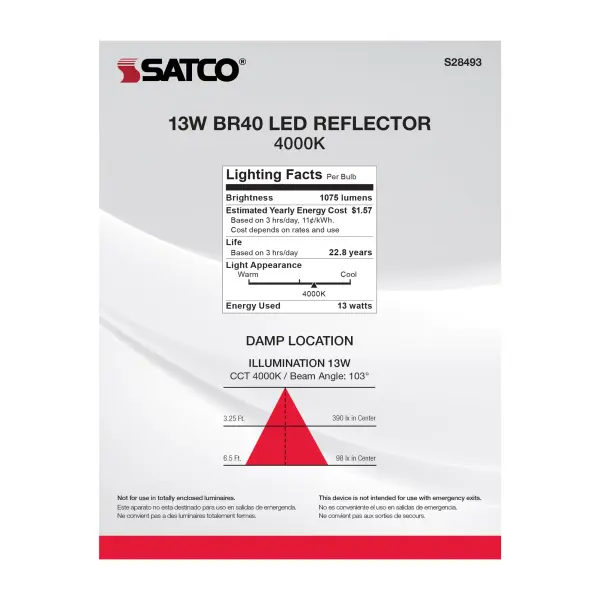 13 Watt - BR40 LED - 4000K - Medium base - 120 Volt - Image 5