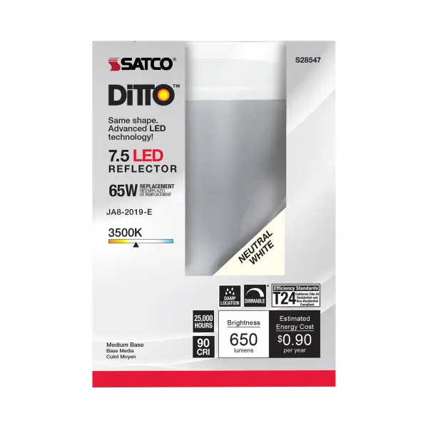 7.5 Watt - BR30 LED - 3500K - Medium base - 120 Volt - Image 3