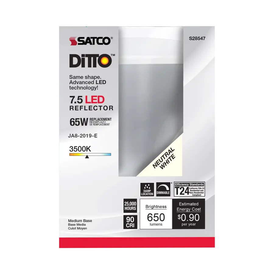 7.5 Watt - BR30 LED - 3500K - Medium base - 120 Volt - Image 3