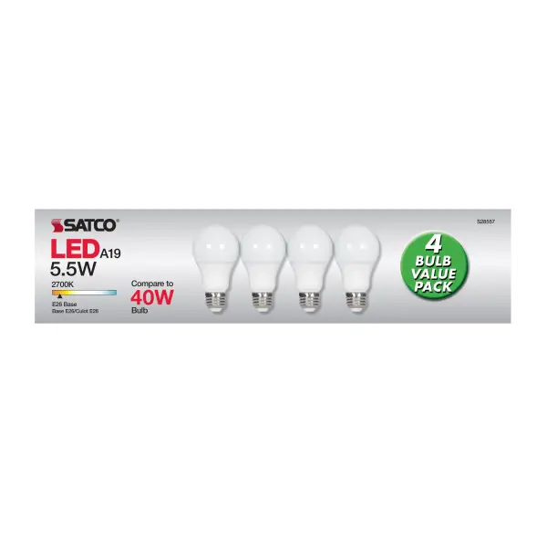5.5 Watt - A19 LED - Frosted - 2700K - Medium base - 120 Volt - 4-pack - Image 6