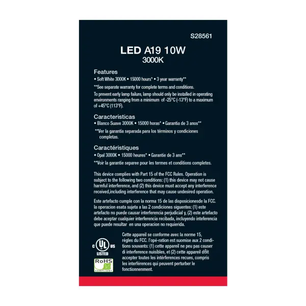 10 Watt - A19 LED - Frosted - 3000K - Medium base - 120 Volt - 4-pack - Image 4