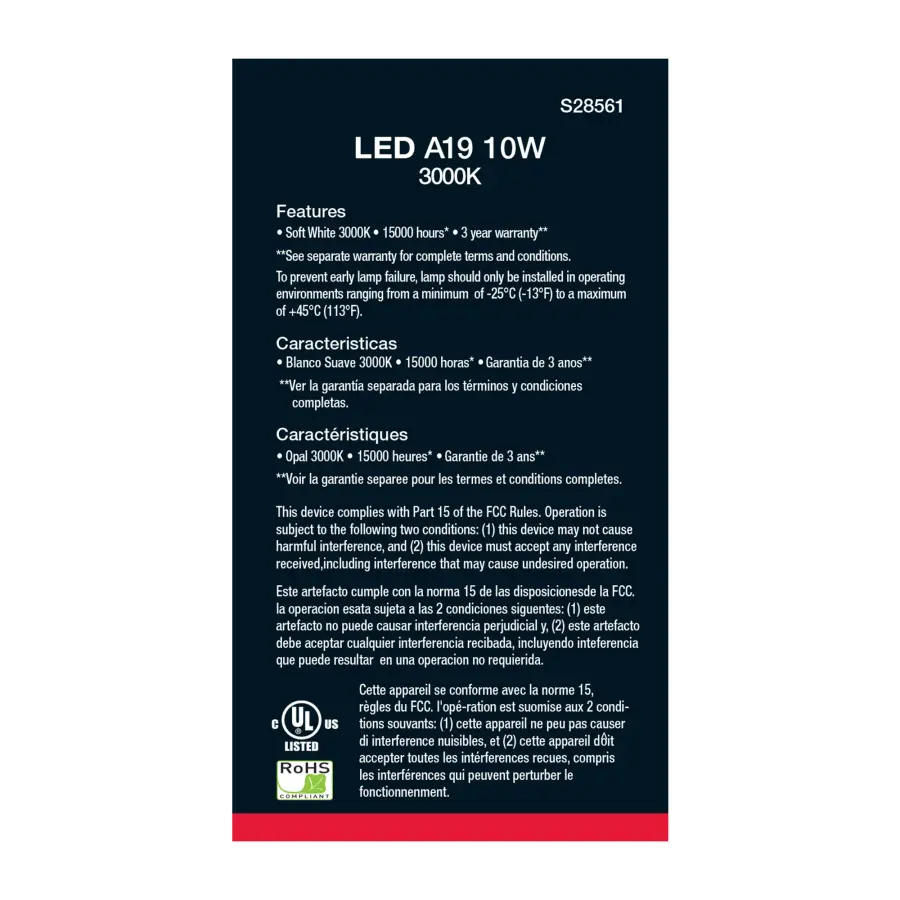 10 Watt - A19 LED - Frosted - 3000K - Medium base - 120 Volt - 4-pack - Image 4