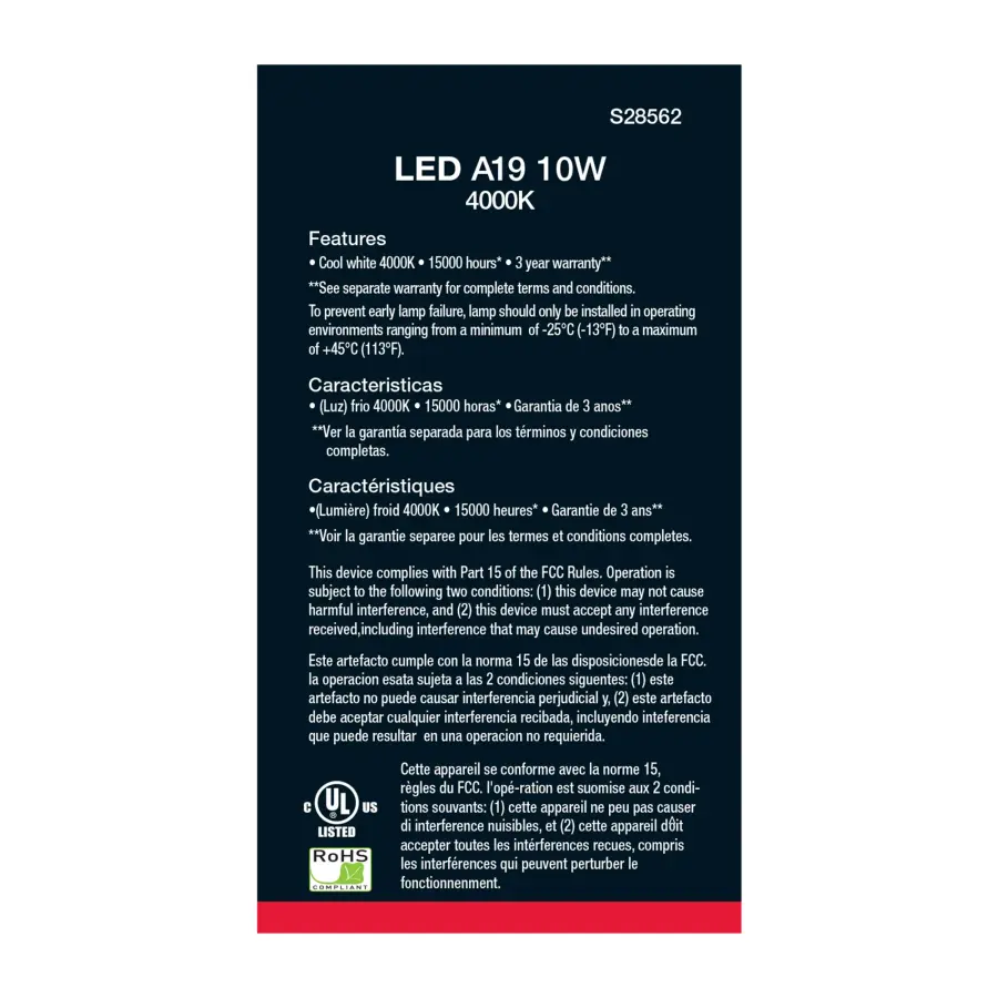 10 Watt - A19 LED - Frosted - 4000K - Medium base - 120 Volt - 4-pack - Image 4