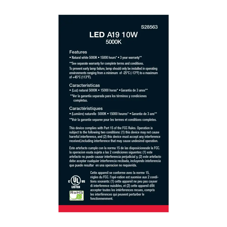 10 Watt - A19 LED - Frosted - 5000K - Medium base - 120 Volt - 4-pack - Image 4