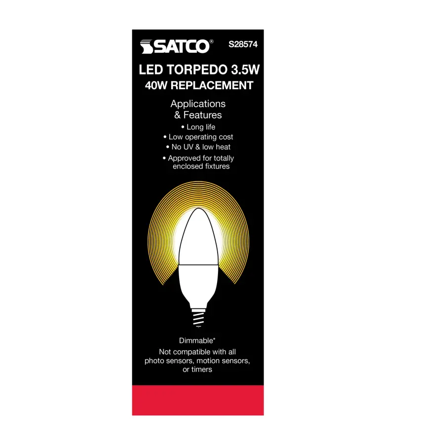 3.5 Watt LED Candle - 3000K - Candelabra base - 120 Volt - Image 4