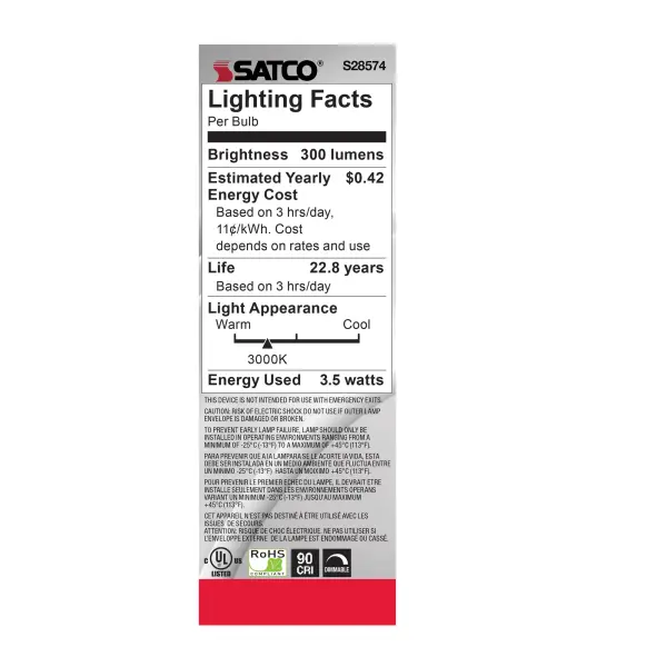 3.5 Watt LED Candle - 3000K - Candelabra base - 120 Volt - Image 5
