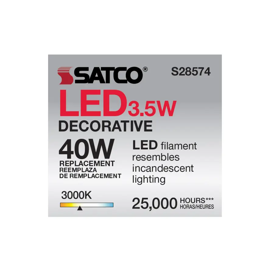 3.5 Watt LED Candle - 3000K - Candelabra base - 120 Volt - Image 6