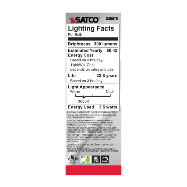 3.5 Watt - B11 LED - 3000K - Medium base - 120 Volt - Image 5