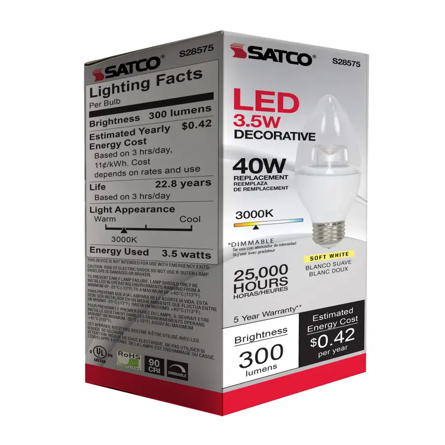 3.5 Watt - B11 LED - 3000K - Medium base - 120 Volt - Image 7