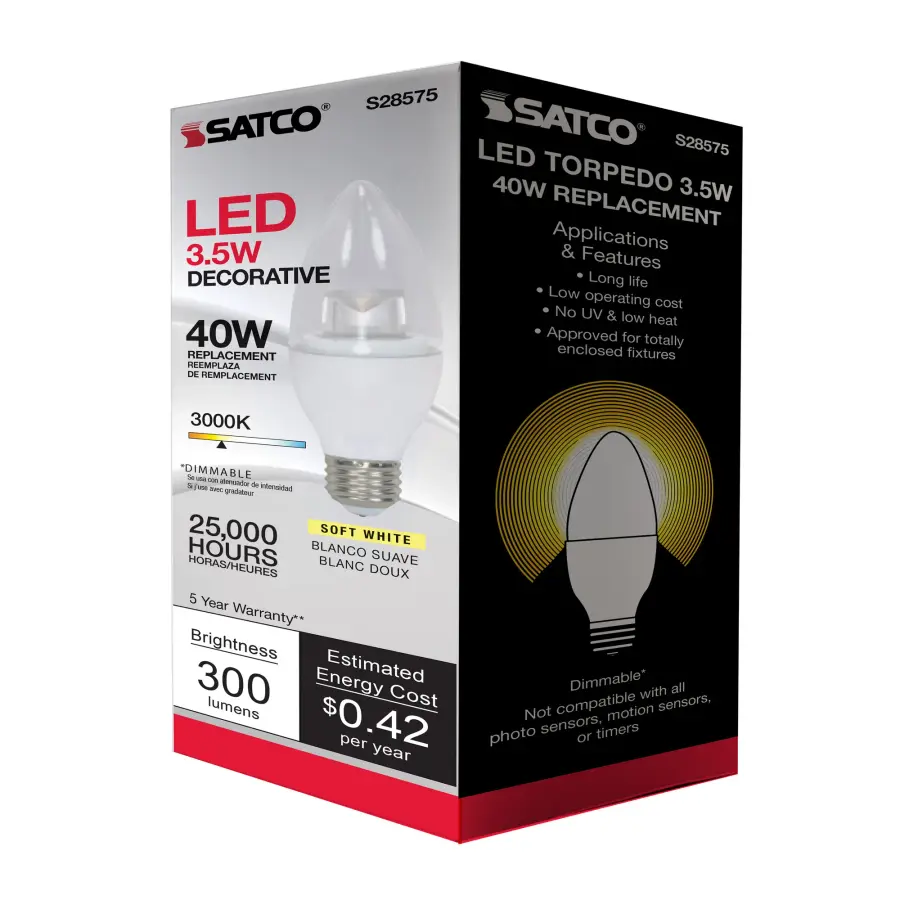 3.5 Watt - B11 LED - 3000K - Medium base - 120 Volt - Image 8