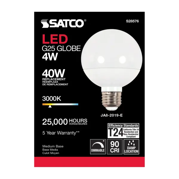 4 Watt - LED G25 - 3000K - Medium base - 120 Volt - Image 3