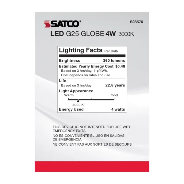 4 Watt - LED G25 - 3000K - Medium base - 120 Volt - Image 5