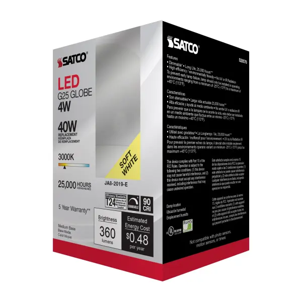 4 Watt - LED G25 - 3000K - Medium base - 120 Volt - Image 6