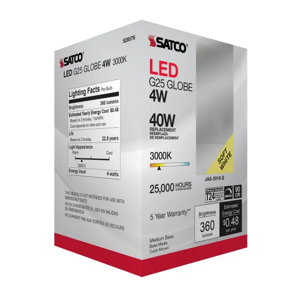 4 Watt - LED G25 - 3000K - Medium base - 120 Volt - Image 7