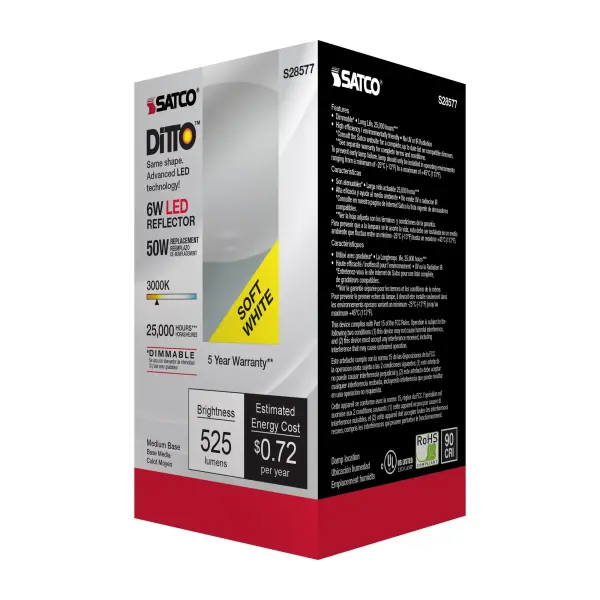 6 Watt - R20 LED - 3000K - Medium base - 120 Volt - Image 7