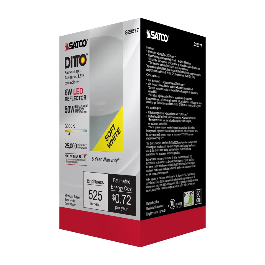6 Watt - R20 LED - 3000K - Medium base - 120 Volt - Image 7