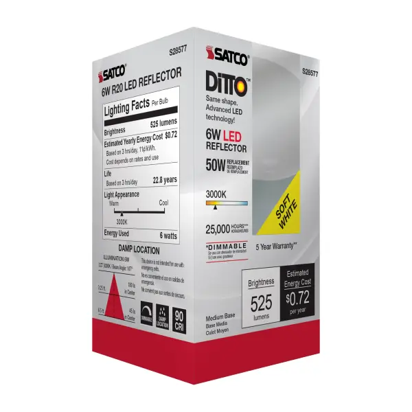 6 Watt - R20 LED - 3000K - Medium base - 120 Volt - Image 8