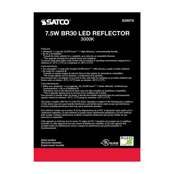 7.5 Watt - BR30 LED - 3000K - Medium base - 120 Volt - Image 5