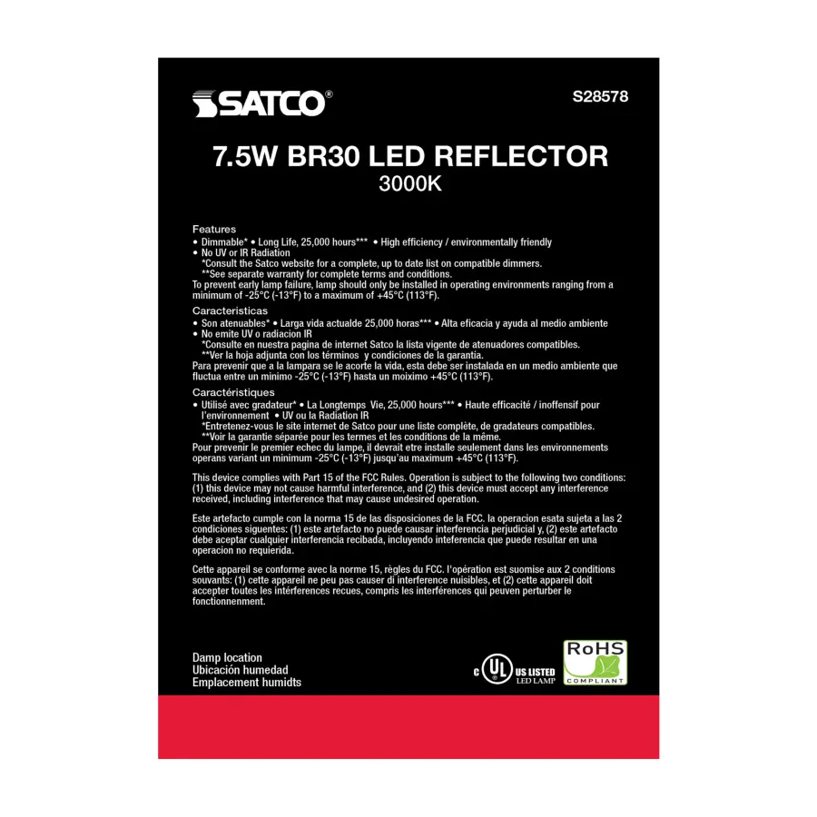 7.5 Watt - BR30 LED - 3000K - Medium base - 120 Volt - Image 5