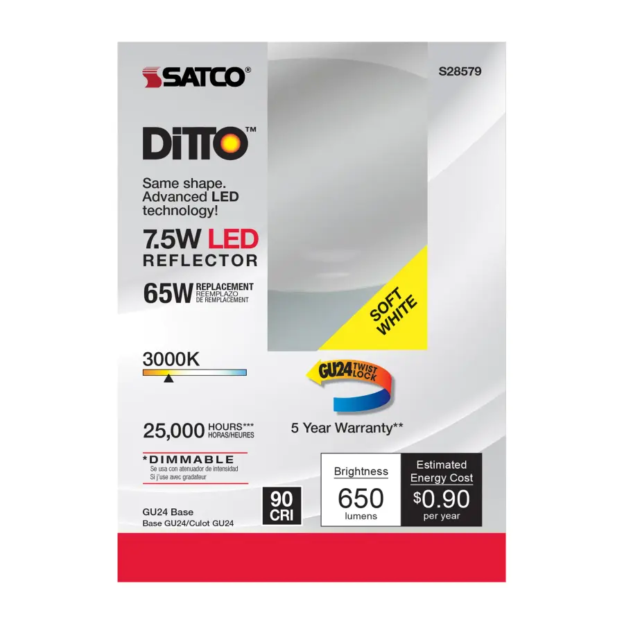 7.5 Watt - BR30 LED - 3000K - GU24 base - 120 Volt - Image 3