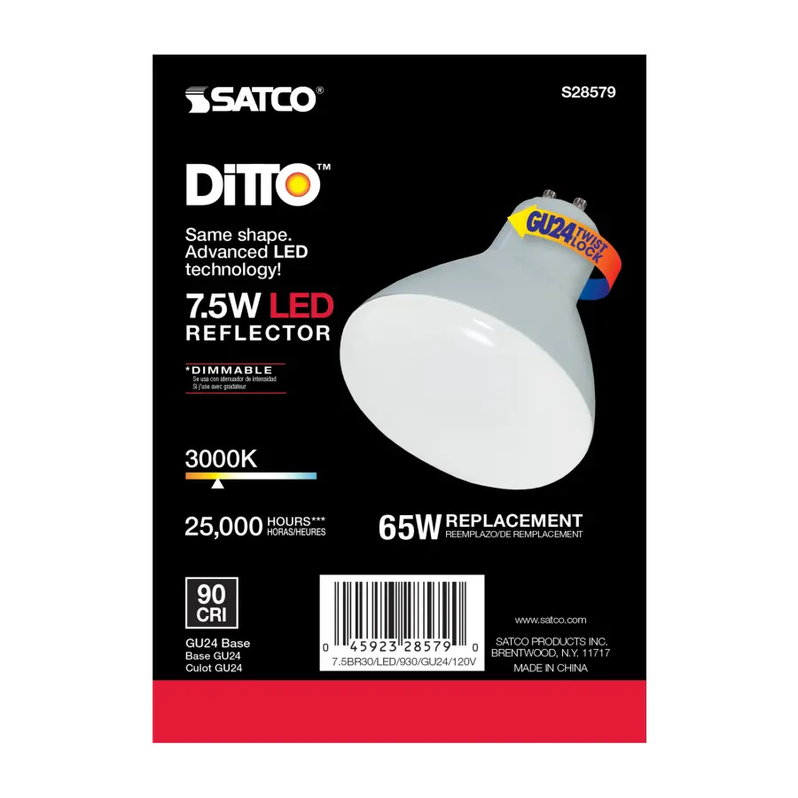 7.5 Watt - BR30 LED - 3000K - GU24 base - 120 Volt - Image 4