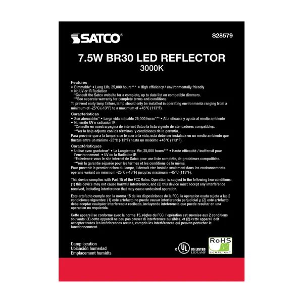 7.5 Watt - BR30 LED - 3000K - GU24 base - 120 Volt - Image 5