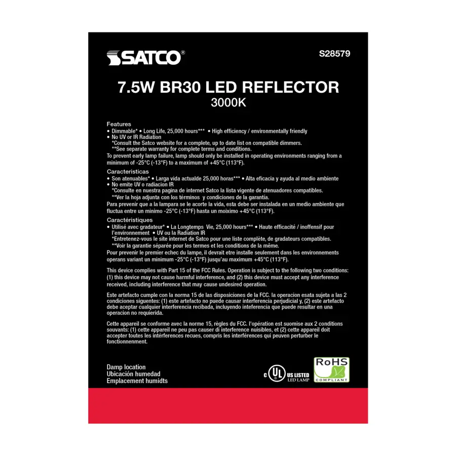 7.5 Watt - BR30 LED - 3000K - GU24 base - 120 Volt - Image 5
