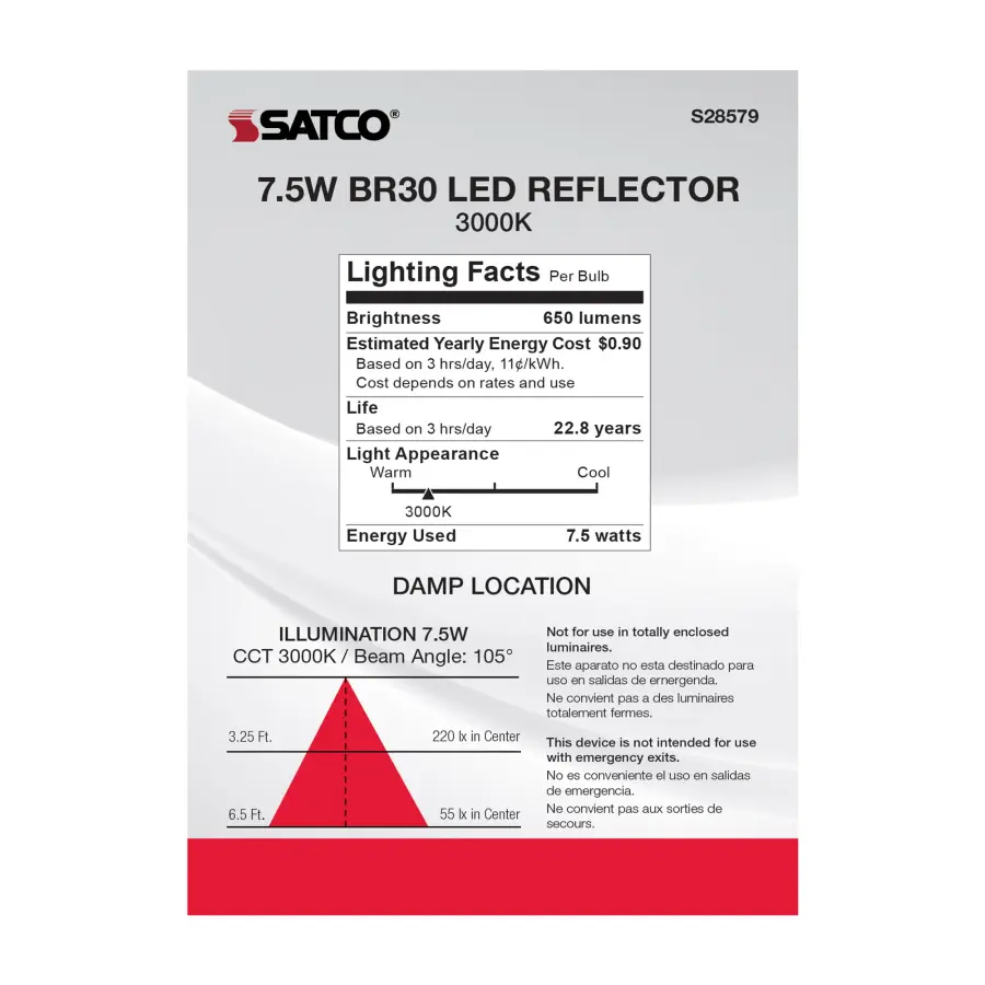 7.5 Watt - BR30 LED - 3000K - GU24 base - 120 Volt - Image 6