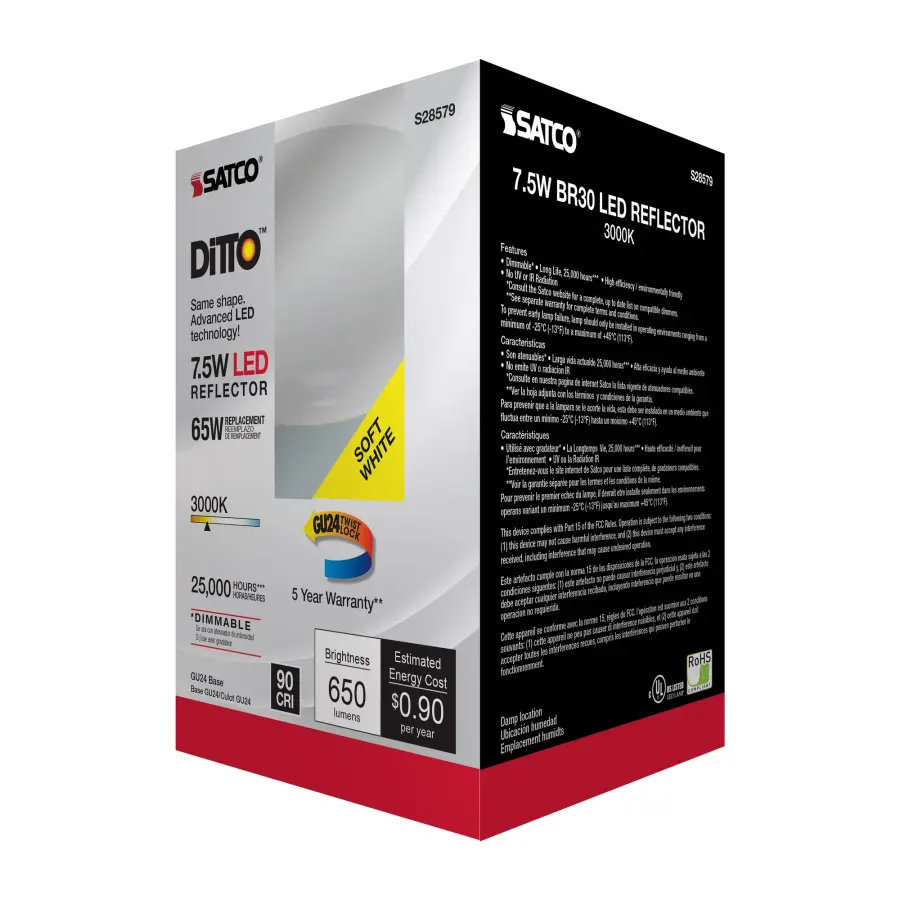 7.5 Watt - BR30 LED - 3000K - GU24 base - 120 Volt - Image 7
