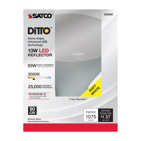 13 Watt - BR40 LED - 3000K - Medium base - 120 Volt - Image 3