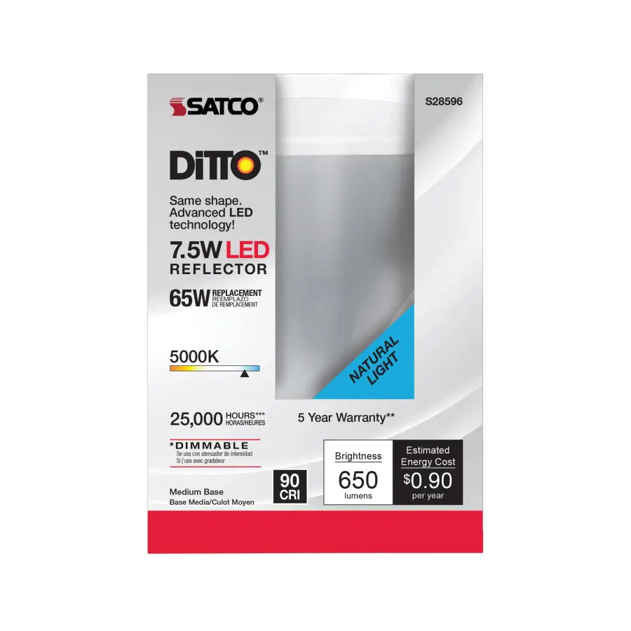 7.5 Watt - BR30 LED - 5000K - Medium base - 120 Volt - Image 3