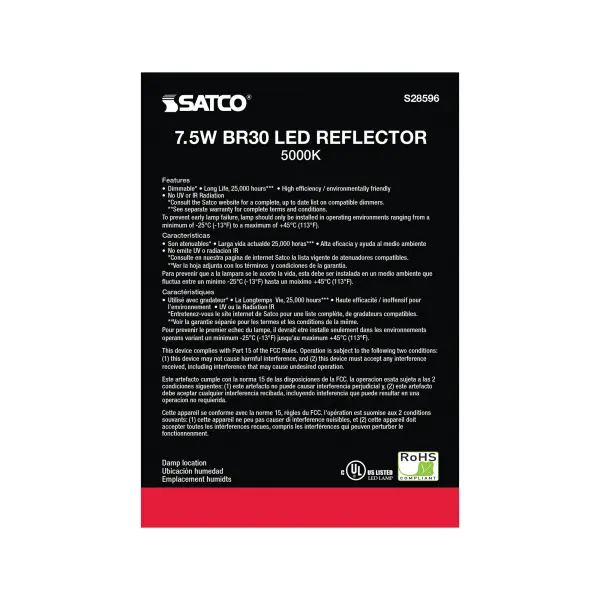 7.5 Watt - BR30 LED - 5000K - Medium base - 120 Volt - Image 5