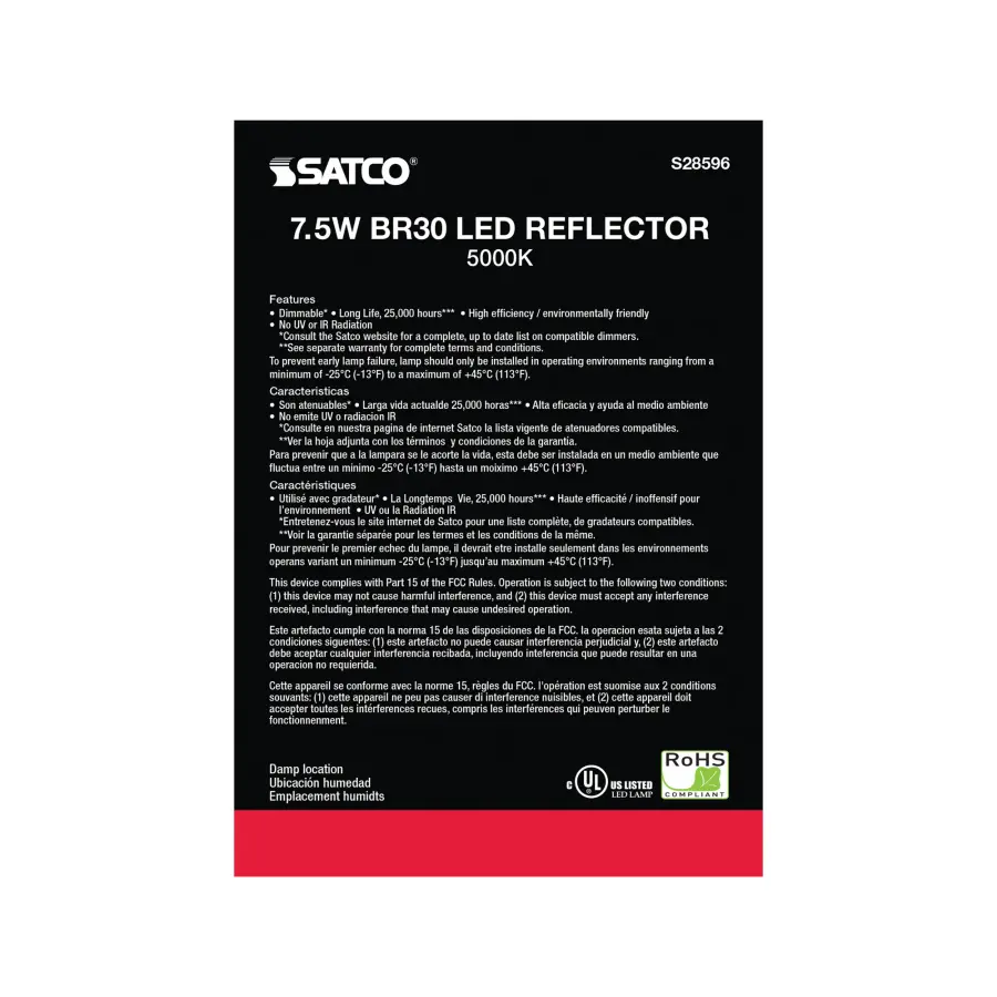 7.5 Watt - BR30 LED - 5000K - Medium base - 120 Volt - Image 5