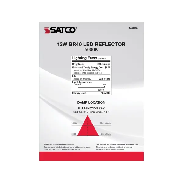 13 Watt - BR40 LED - 5000K - Medium base - 120 Volt - Image 6
