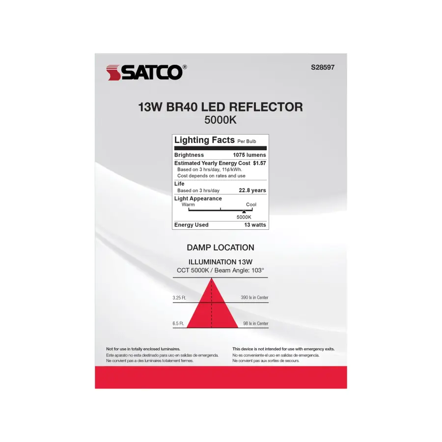 13 Watt - BR40 LED - 5000K - Medium base - 120 Volt - Image 6