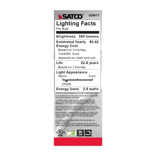 3.5 Watt - B11 LED - 2700K - Medium base - 120 Volt - Image 5
