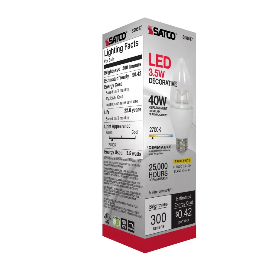3.5 Watt - B11 LED - 2700K - Medium base - 120 Volt - Image 7