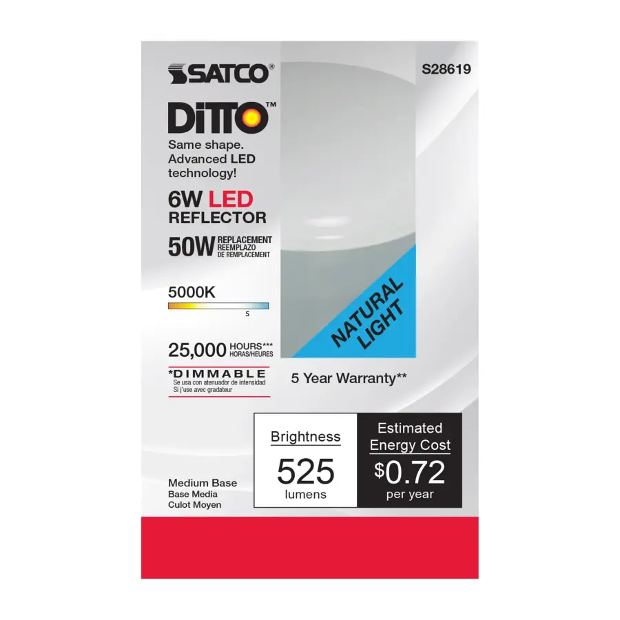 6 Watt - R20 LED - 5000K - Medium base - 120 Volt - Image 2