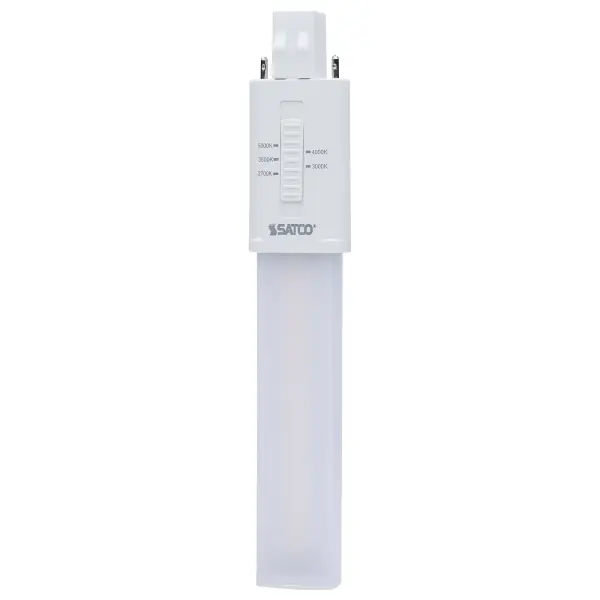 Upgrade your lighting with SATCO NUVO's energy-efficient Type B ballast bypass LED replacement lamps. These innovative lamps are available in multiple base options to suit your needs. The 3.5W model for 5/7/9W CFL lamps with a 2G7 base and the 5.5W model for 13W CFL lamps with a 2GX7 base are 4 CCT selectable, while the 4.5W model for 5/7/9W CFL lamps with a G23 base and the 6W model for 13W CFL lamps with a GX23 base offer 5 CCT selectable technology. Designed to replace traditional CFLs, these lamps significantly reduce energy consumption and lower utility costs, making them an ideal choice for efficient and sustainable lighting in both residential and commercial applications.