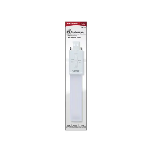 6 Watt LED PL 2-PIN - GX23 Base - 27K/30K/35K/40K/50K CCT Selectable - 120-277 Volt - Type B - Ballast Bypass - Image 5
