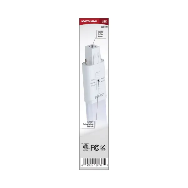 6 Watt LED PL 2-PIN - GX23 Base - 27K/30K/35K/40K/50K CCT Selectable - 120-277 Volt - Type B - Ballast Bypass - Image 6