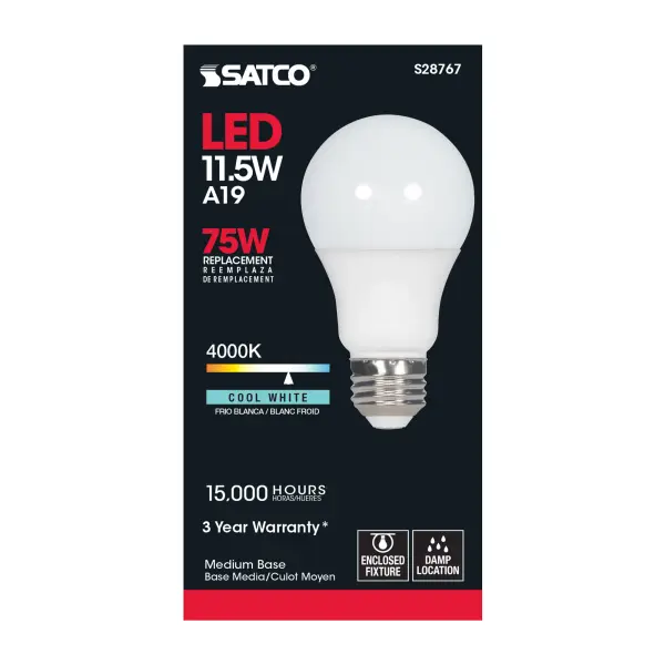 11.5 Watt - A19 LED - 4000K - Medium base - 220 deg. Beam Angle -120 Volt - Image 3